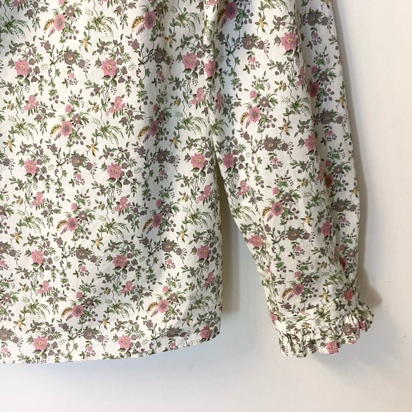 Sezane Floral Button Front Shirt - Ecru/Pink/Green - L - Picture 5 of 9